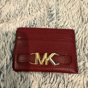 NWT Michael Kors Burgundy Card Holder with Gold Logo